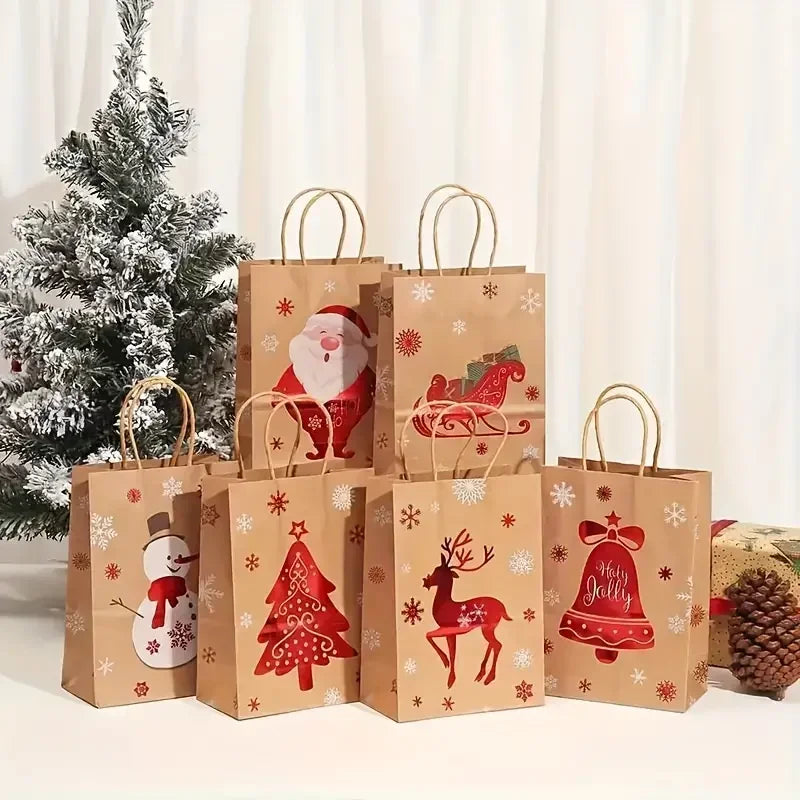 Christmas Kraft Paper Gift Bags – Festive Xmas Packing Bags Christmas Gift Bags Babs