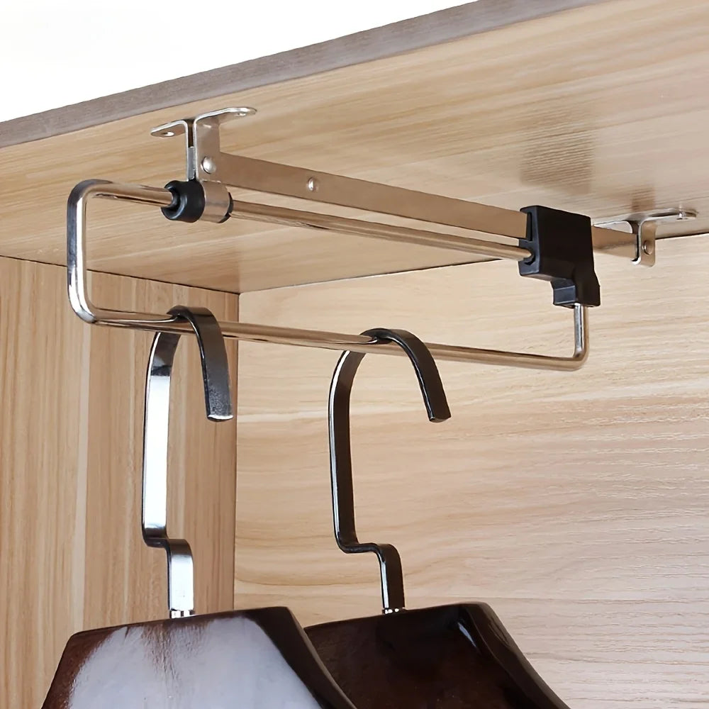 Adjustable Pull-Out Wardrobe Hanging Rail | Foldable Storage Rod Wardrobe Hanging Rail Babs