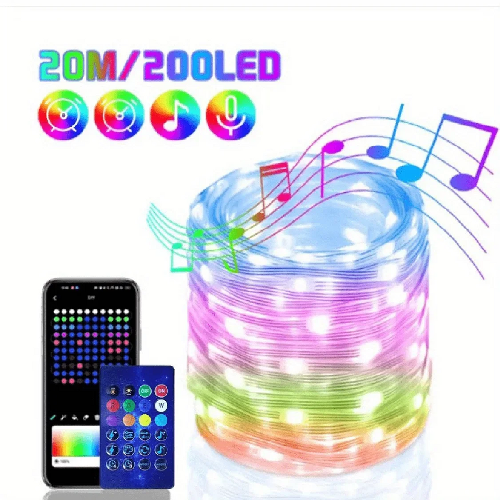 Bluetooth RGBIC Dreamcolor LED Fairy String Lights USB 5m–20m LED Fairy String Lights Babs 20m LED String Light None