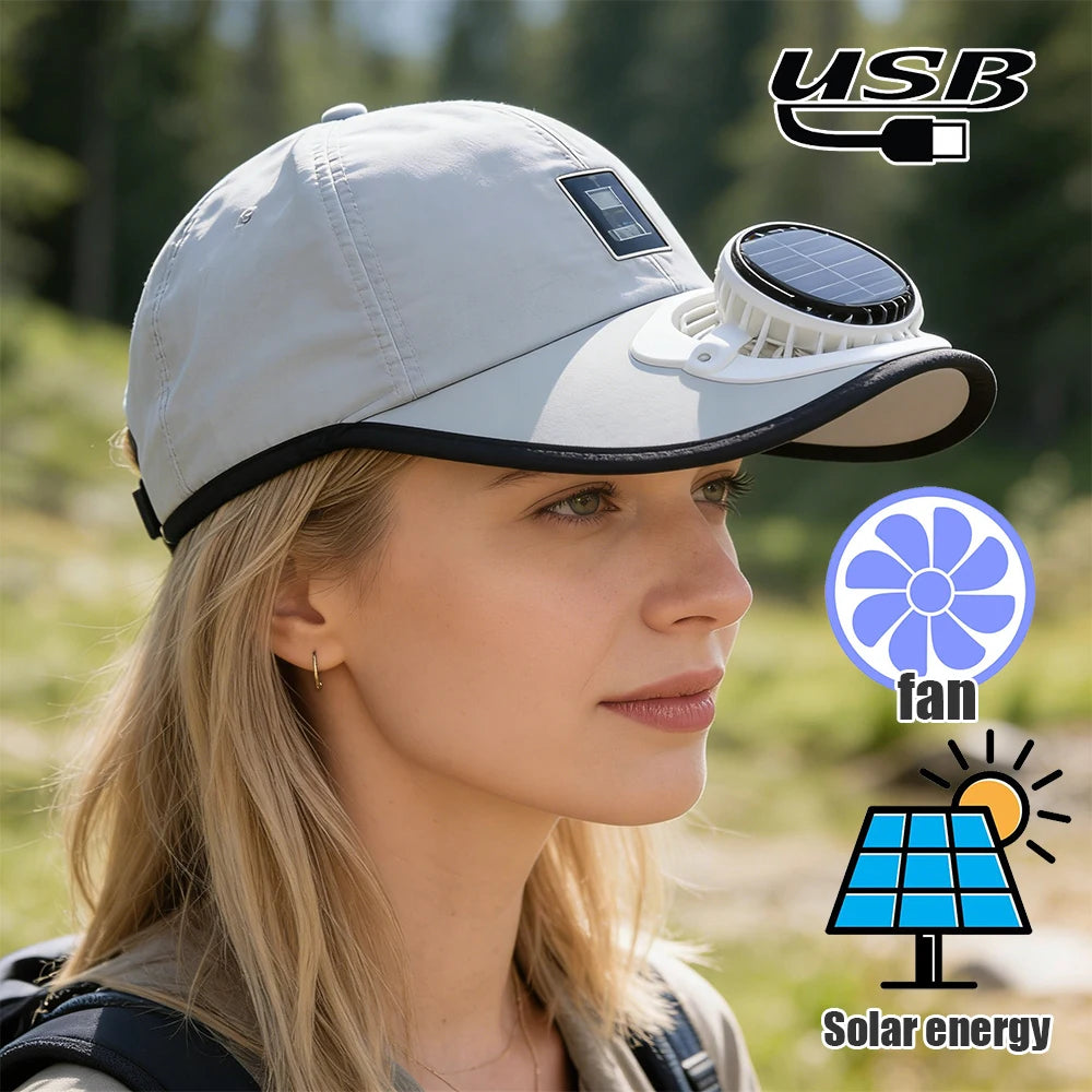 Solar Fan Cap – Breathable Mesh Outdoor Baseball Hat Unisex Solar Fan Hat Babs