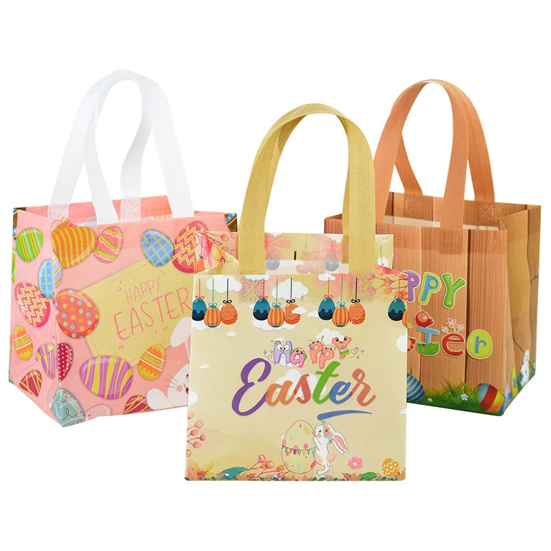 6-Pack Easter Gift Bags – Nonwoven Rabbit & Egg Party Favor Bags Easter Party Bags Babs
