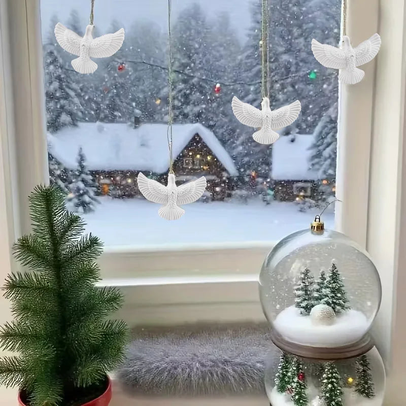Resin White Dove Christmas Ornaments – Xmas Tree Pendants Christmas Tree Ornament Babs