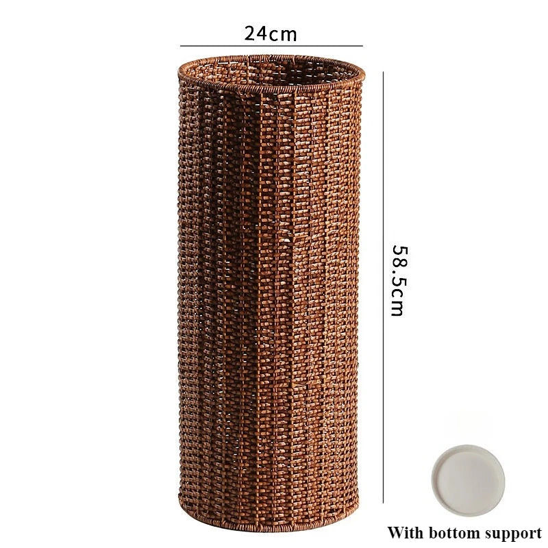 Woven Umbrella Stand Holder – Vintage Rattan-Style Décor Umbrella Stand Babs Cylinder-Dark brown