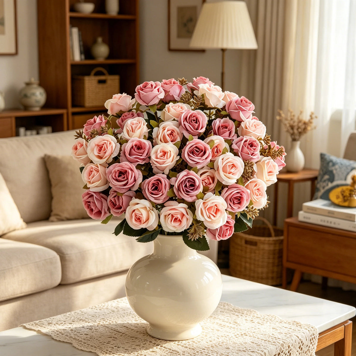 Silk Artificial Carnation Rose Bouquet for Weddings & Home Décor Artificial Flower Bouquet Babs
