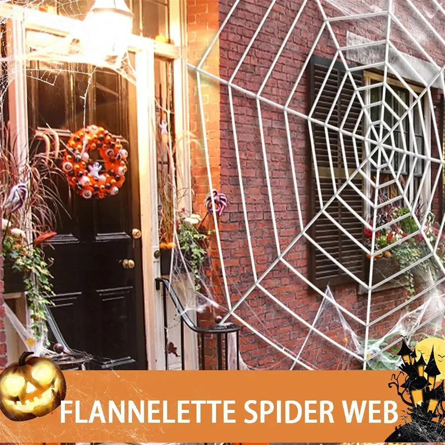 Giant Stretchy Halloween Spider Web Decoration – Black & White Halloween Cobweb Decoration Babs