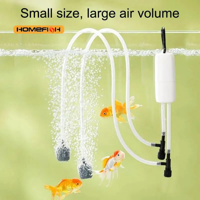 Silent USB Aquarium Air Pump – Mini Dual-Port Oxygenator Aquarium Air Pump Babs