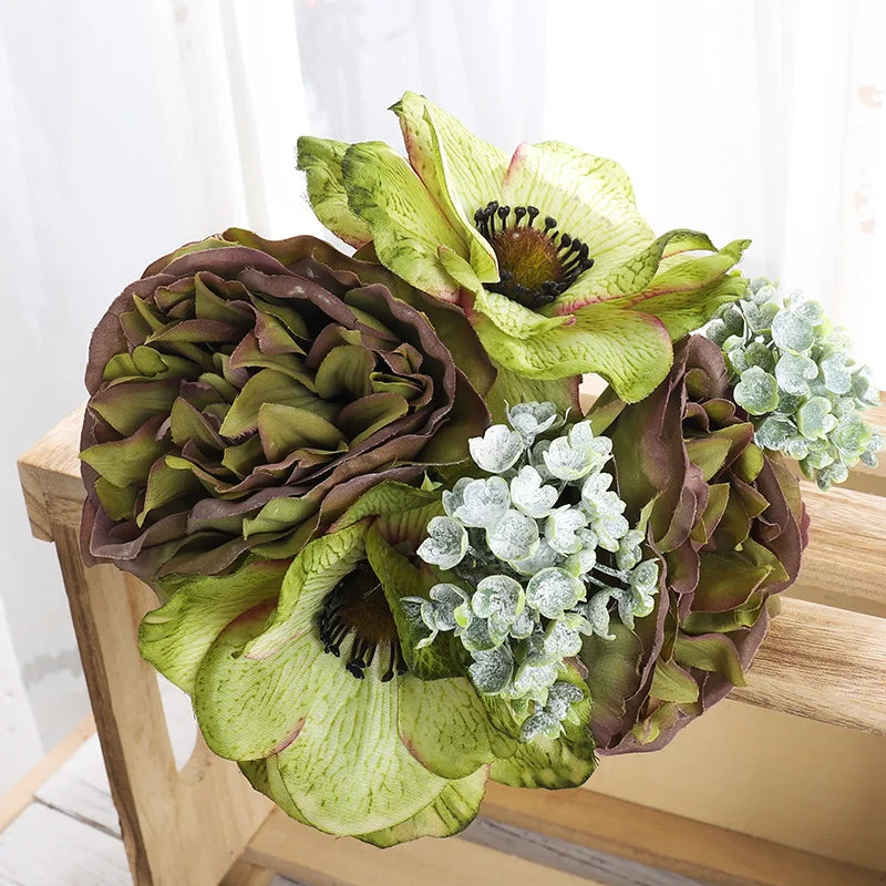 2Pcs Silk Artificial Peony Flowers for Wedding & Home Décor Artificial Flowers Babs Green