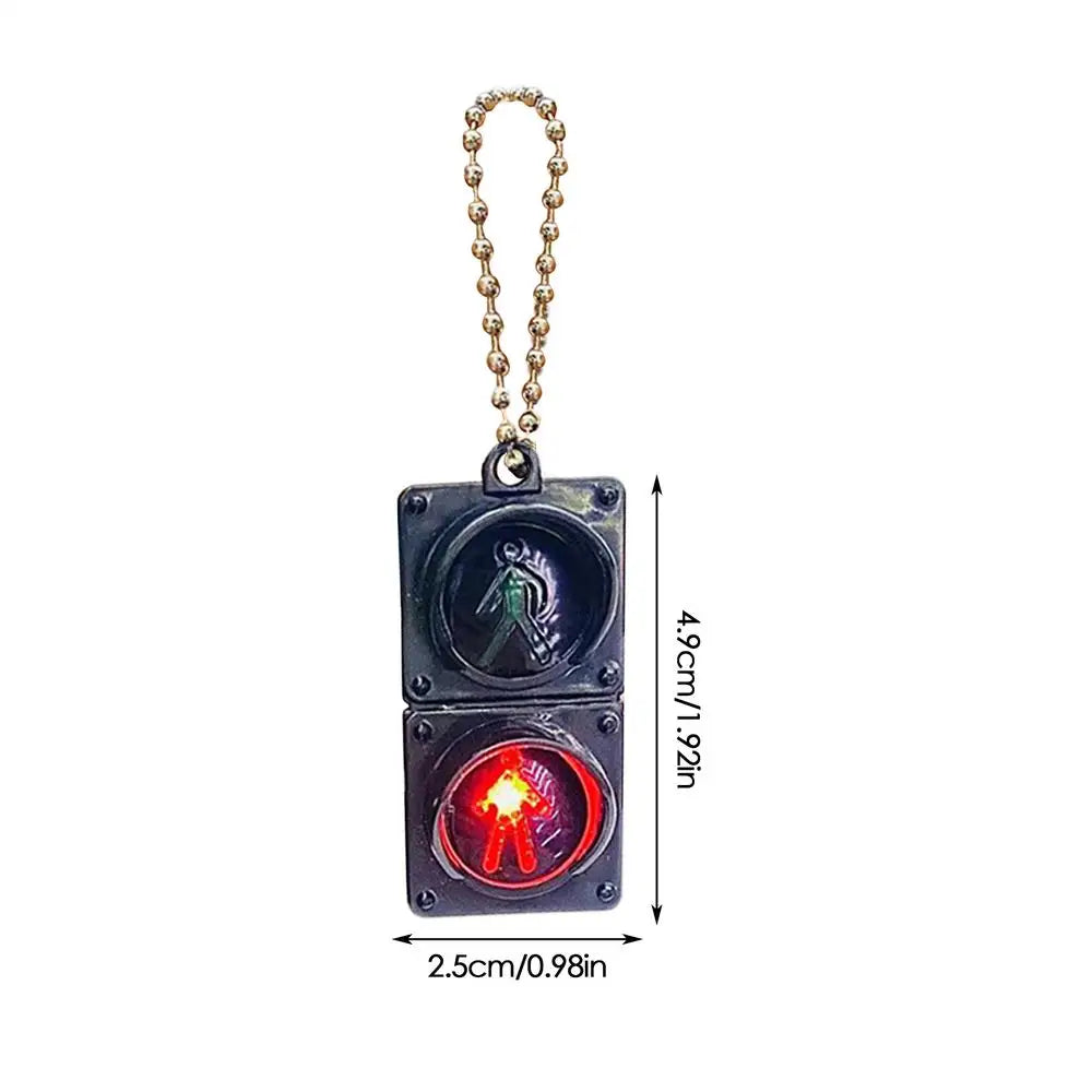 LED Traffic Light Keychain | Mini Pedestrian Light Key Ring Novelty Keychain Babs 01
