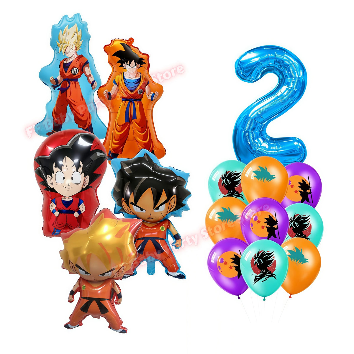 Dragon Ball Z Birthday Party Supplies – Goku Balloons, Cups & Plates Party Supply Set Babs 24pcs Balloons-2