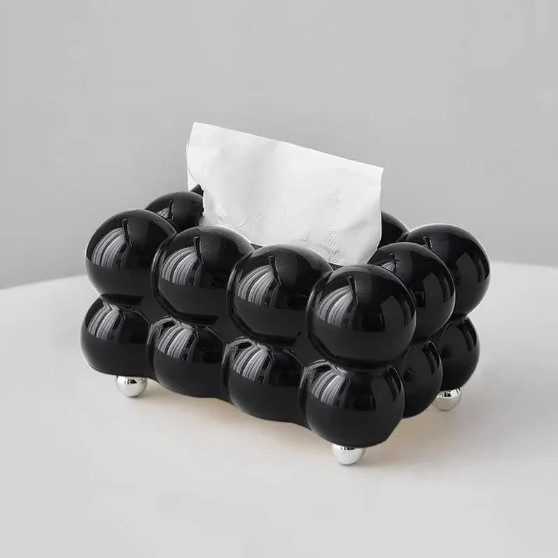 Cloud Design Tissue Box – Decorative Napkin Holder Organizer Tissue Box Holder Babs Black Silver