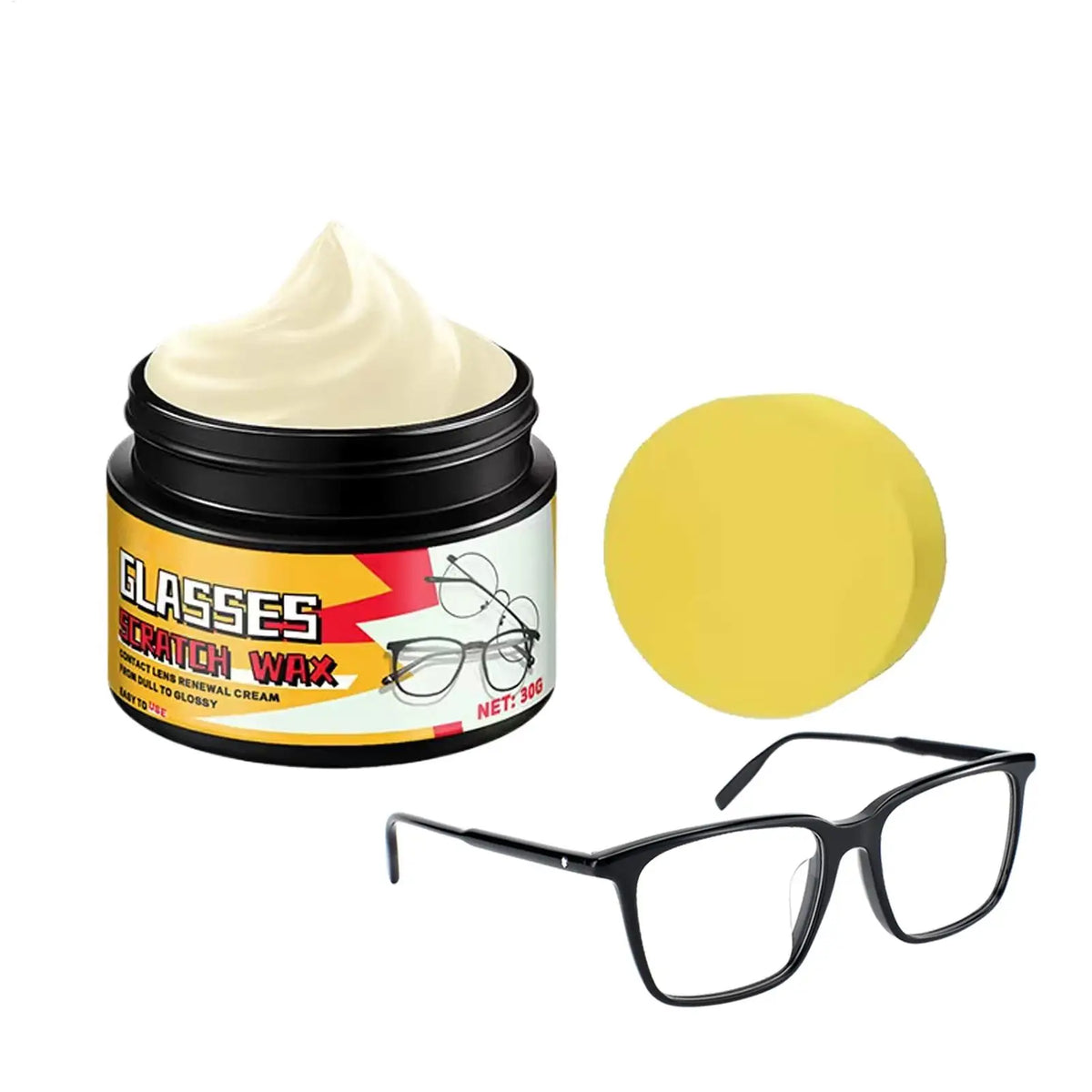Glasses Scratch Remover Polish 30g + Sponge – Lens & Screen Lens Polish Kit Babs