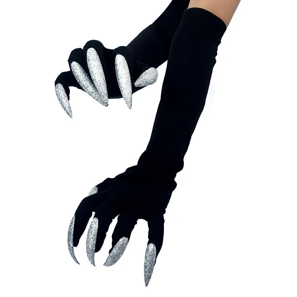 Black Ghost Claw Gloves – Halloween Cosplay Long Nail Costume Costume Gloves Babs