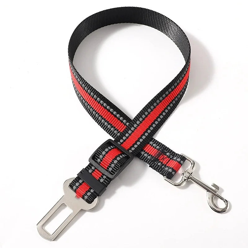 Adjustable Dog Car Seat Belt – Harness & Collar, All Dog Sizes Dog Car Seat Belt Babs Red