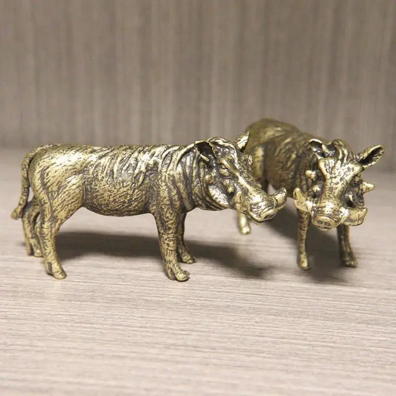 Heavy Brass Wild Boar Statue | Handmade Animal Sculpture Decor Brass Animal Figurine Babs