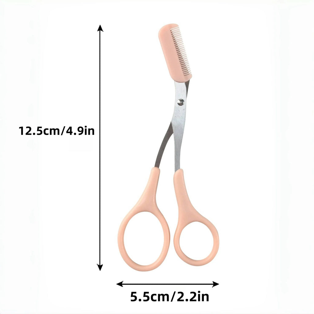 Pink Eyebrow Scissors with Built-In Comb | Precise Grooming Eyebrow Grooming Scissors Babs Pink
