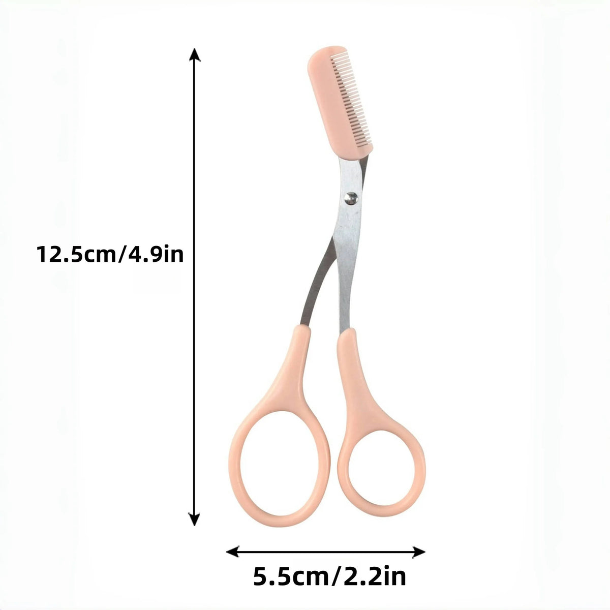 Pink Eyebrow Scissors with Built-In Comb | Precise Grooming Eyebrow Grooming Scissors Babs Pink