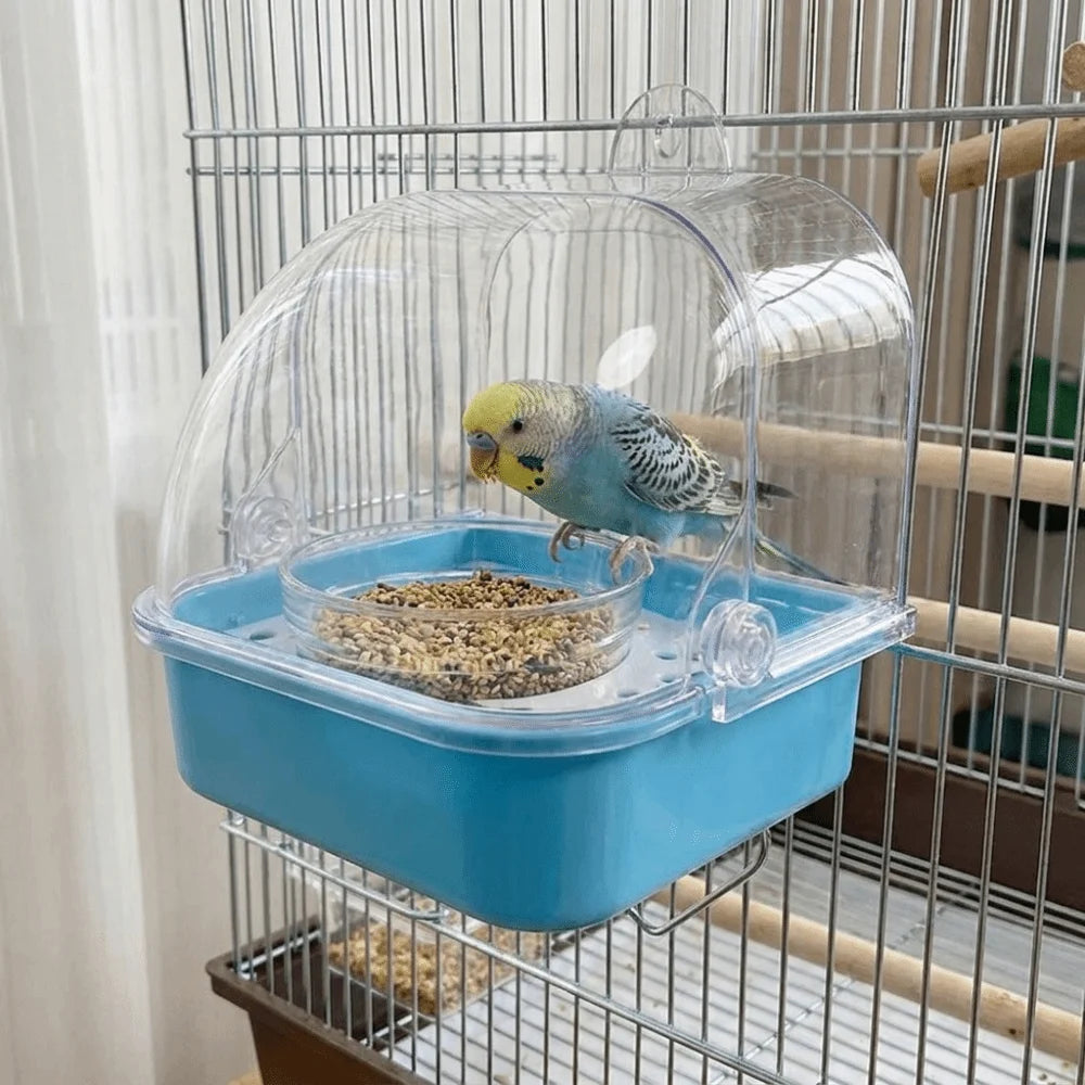 Splash-Proof Parrot Bird Bath Cage – Wall Hanging Bathing Box Bird Bath Cage Babs