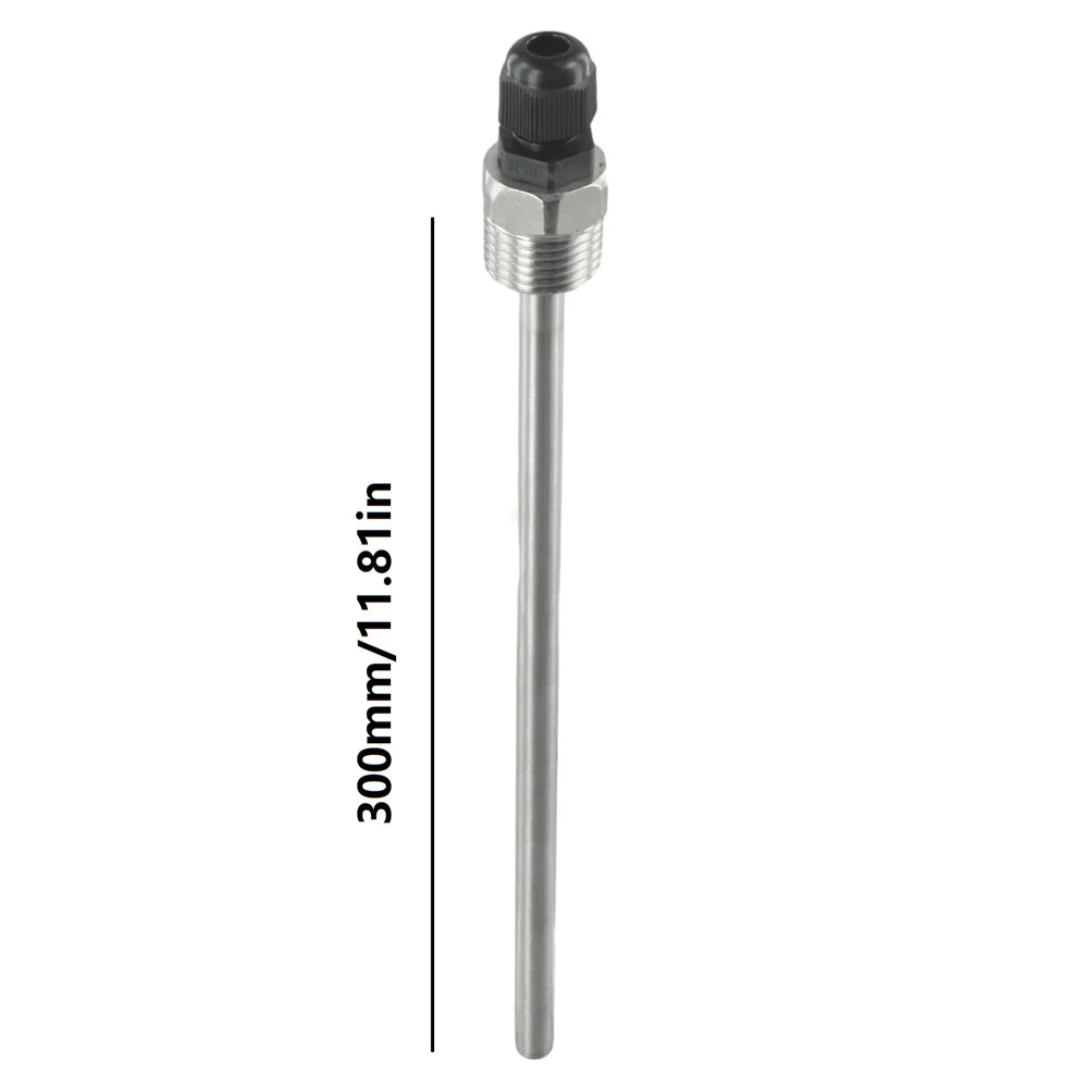304 Stainless Steel Thermowell G1/2 Thread 30–200mm, 6mm Tube Thermowell Fitting Babs 300mm