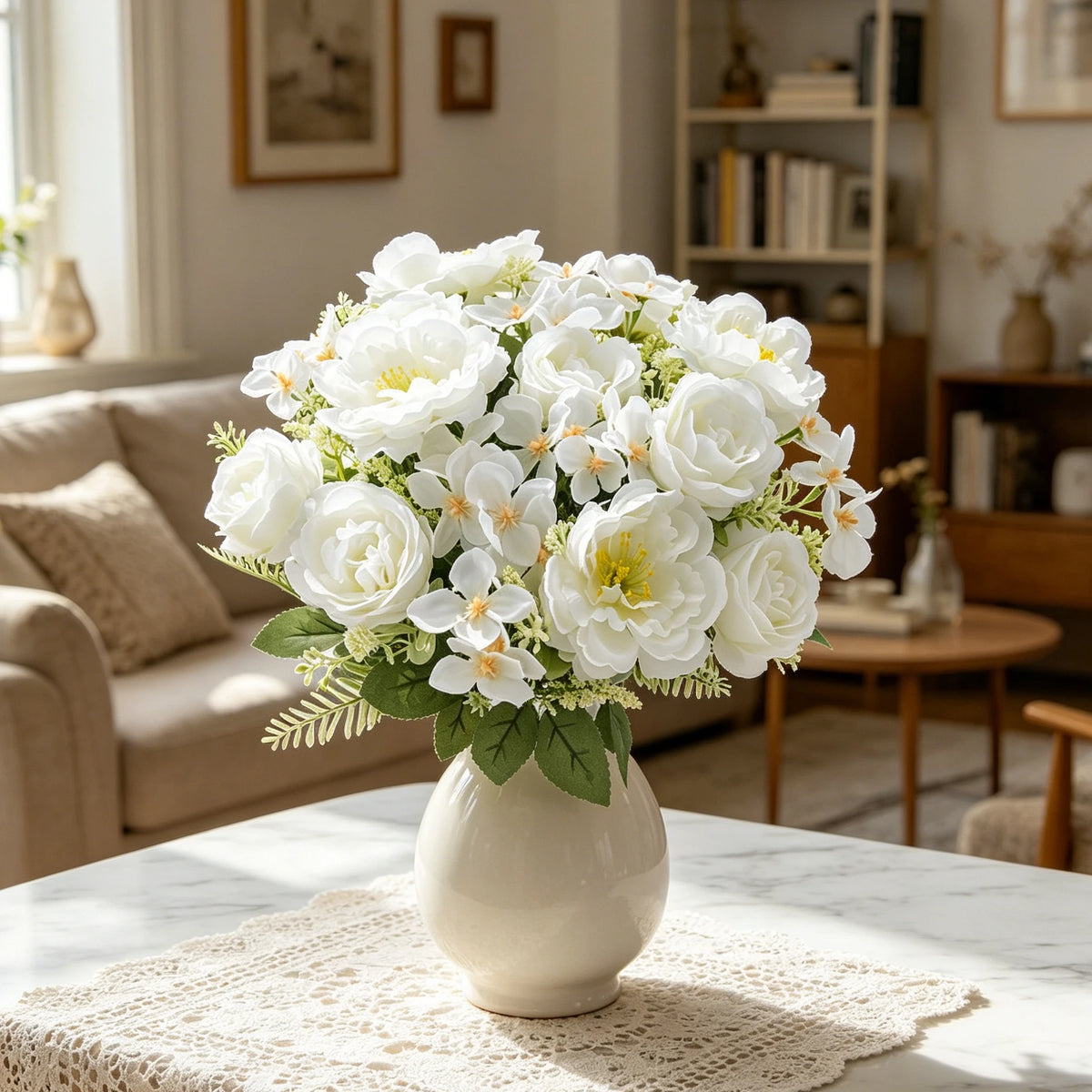Artificial Silk Peony Hydrangea Bouquet – Wedding & Home Décor Artificial Flower Bouquet Babs