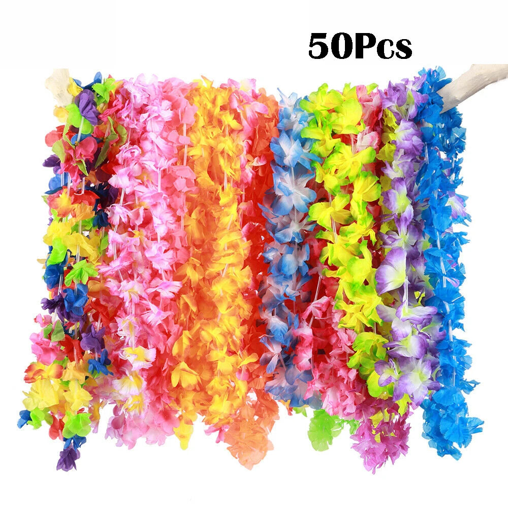 Hawaii Artificial Flower Leis Necklace Bulk 20/36/50 Pcs Flower Lei Necklace Babs 50pcs1