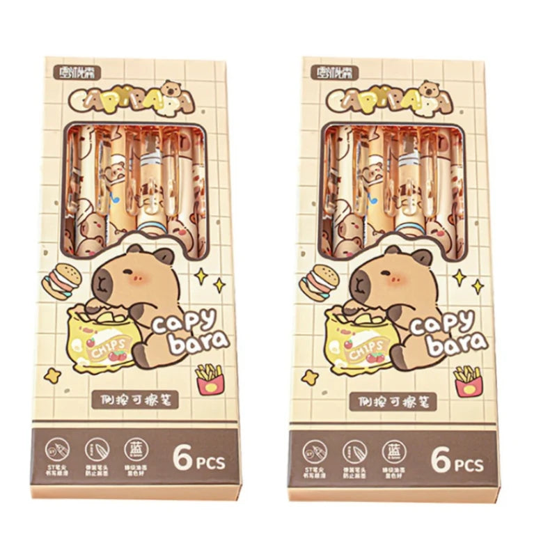 12pcs Capybara Erasable Gel Pens | Blue Ink, Cute Cartoon Style Erasable Gel Pens Babs 12pcs