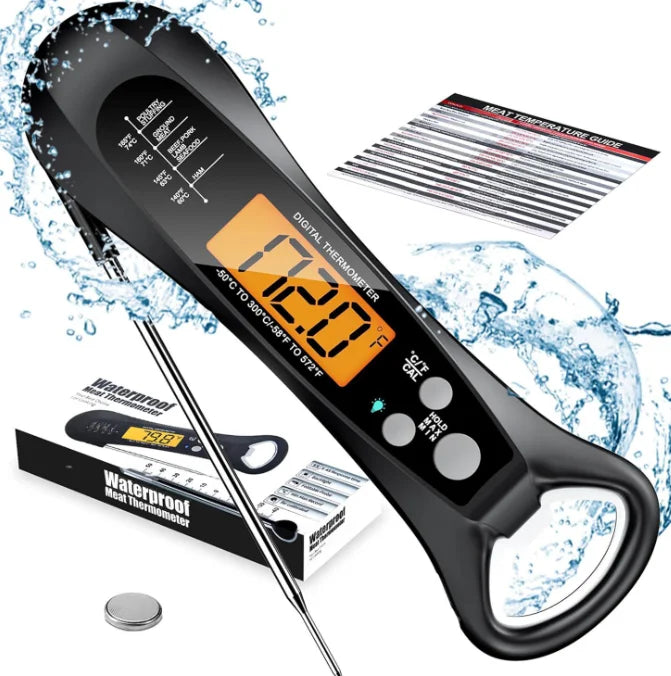Instant Read Meat Thermometer – Digital, Backlit & Magnetic Kitchen Thermometer Babs black