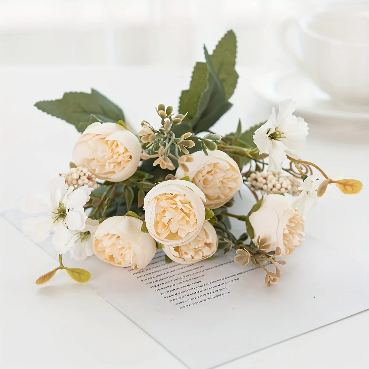 Silk Rose Peony Artificial Flowers – Wedding & Home Décor Bouquet Artificial Flower Bouquet Babs color 1 4 pcs
