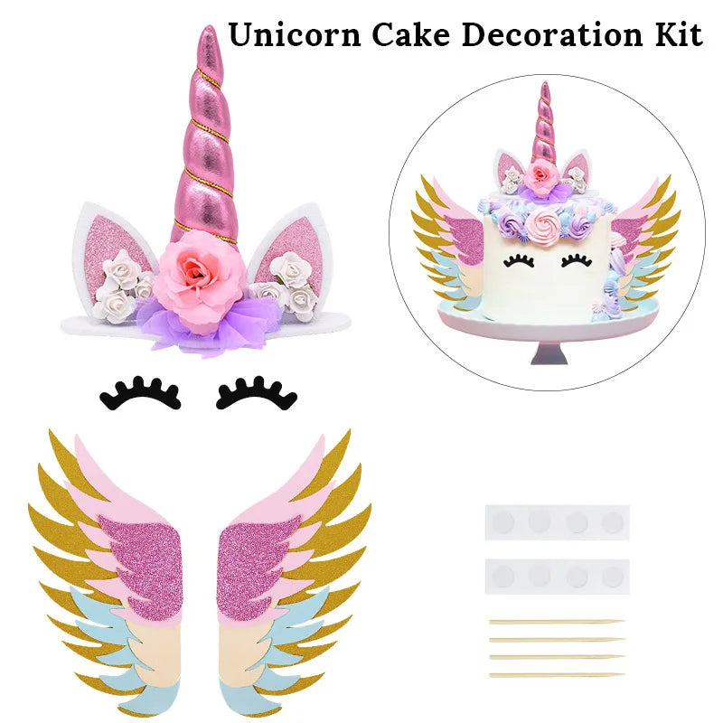 Rainbow Unicorn Cake Topper – Birthday & Baby Shower Decor Cake Topper Babs Set1