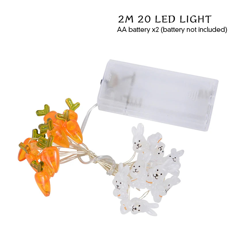 2M 20 LED Easter Fairy Light Garland – Bunny, Egg & Carrot Easter Fairy Lights Babs