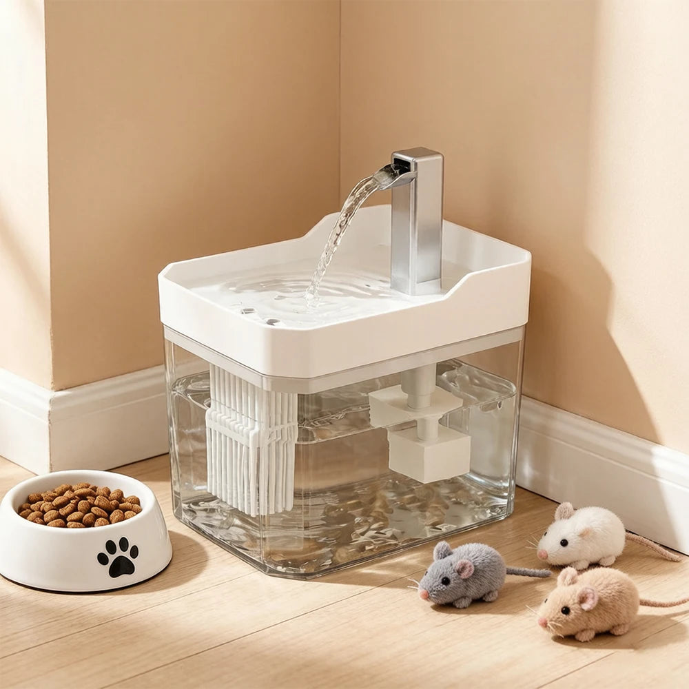 Cat Water Fountain – Auto Filter, Transparent & Anti-Dry Pump Cat Water Fountain Babs