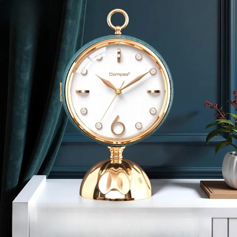 Modern Luxury Silent Desk Clock with Mirror – Metal & Glass Luxury Desk Clock Babs