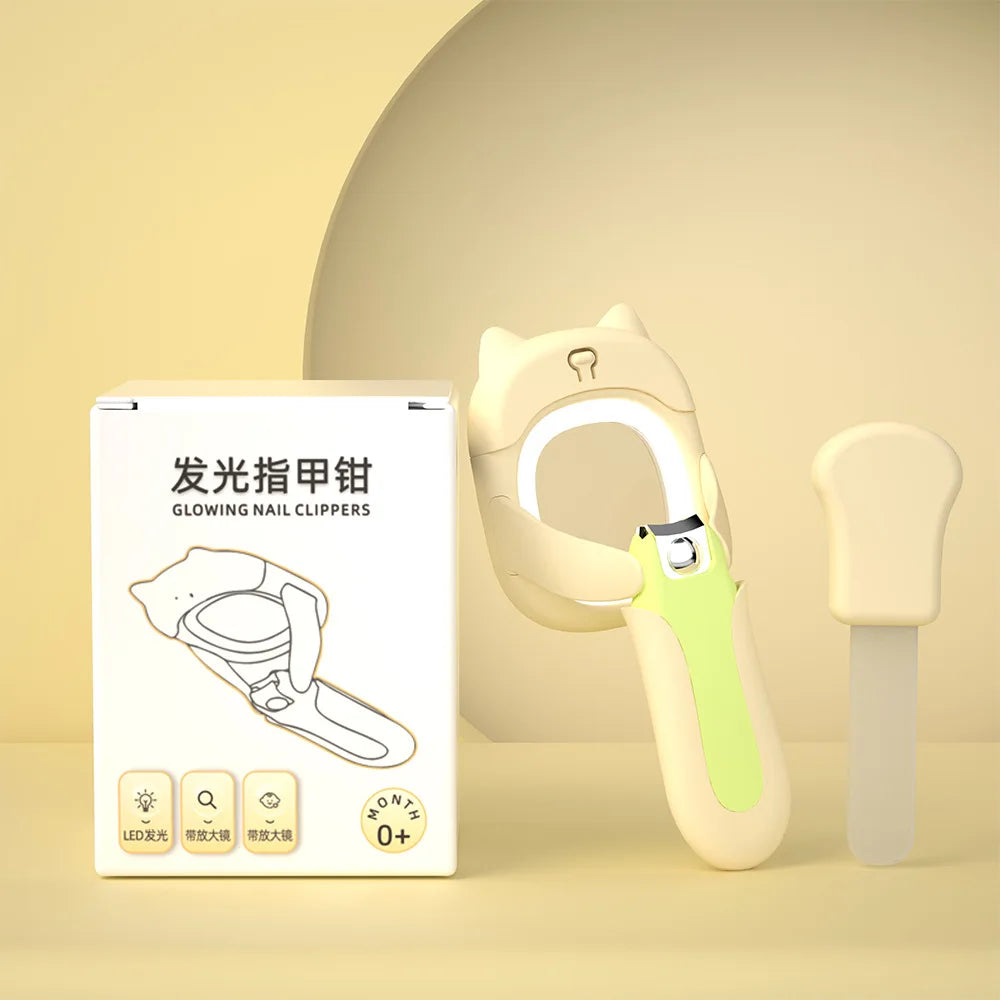 LED Baby Nail Clipper with Magnifier & Splash-Proof Guard Baby Nail Clipper Babs light green