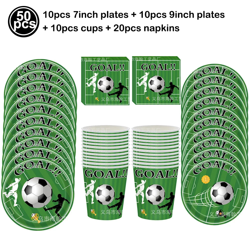 Soccer 6th Birthday Party Supplies – Balloon & Tableware Kit Party Supplies Kit Babs Tableware Kit as show