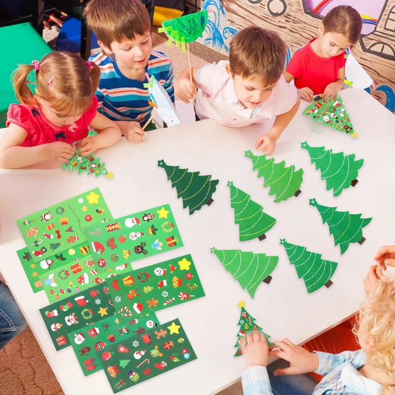 24-Piece DIY Christmas Tree Craft Kit with Stickers & Ornaments Holiday Craft Kit Babs