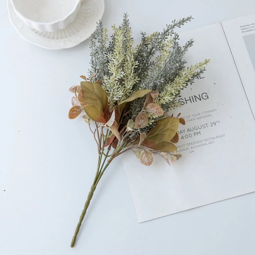 Artificial Lavender Wheat Bouquet – Faux Flower Home Decor Artificial Flower Bouquet Babs green