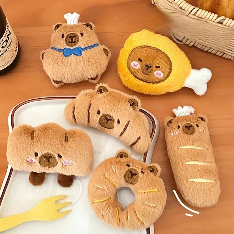 Cartoon Capybara Plush Keychain – Stuffed Croissant Pendant Plush Keychain Babs