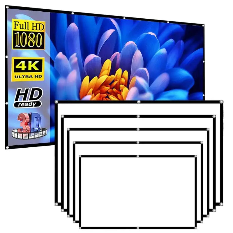 Portable Projector Screen 60–120 Inch Anti-Light 16:9 Curtain Projector Screen Babs