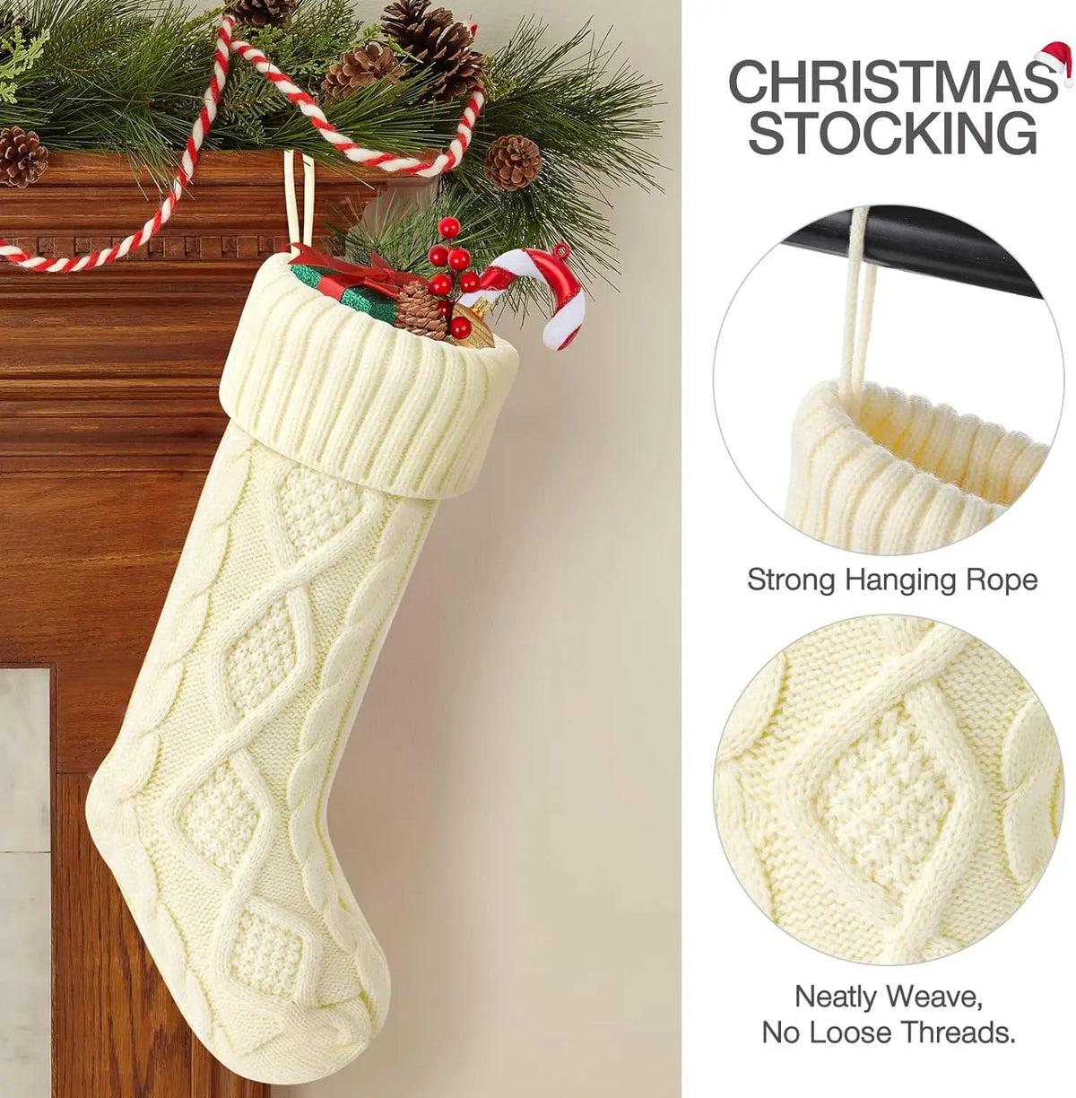 Large Cable Knit Christmas Stockings for Kids & Family Christmas Stocking Babs
