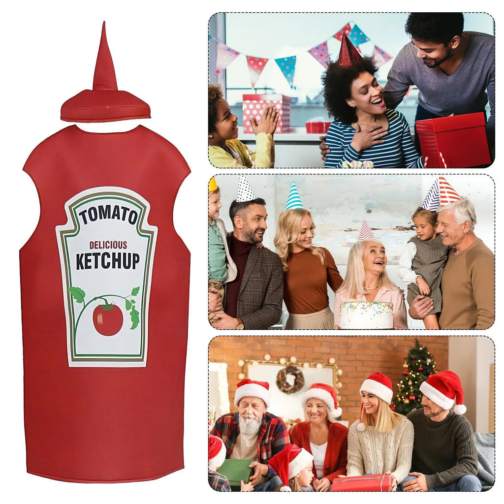 Ketchup Bottle Costume – Unisex Halloween Cosplay Jumpsuit Halloween Costume Babs