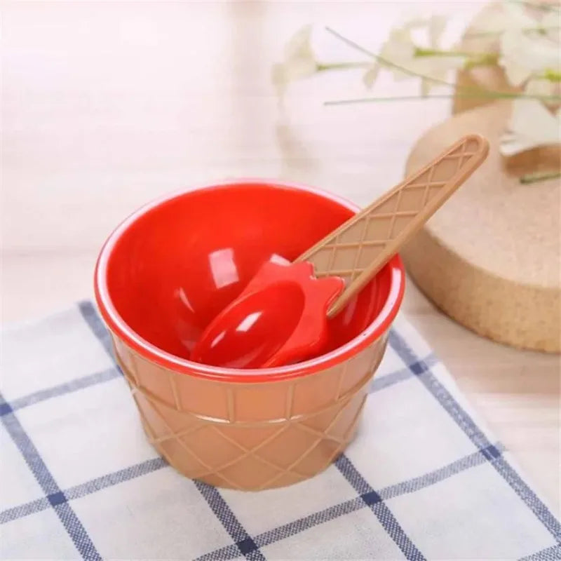 Kids Ice Cream Bowl & Spoon Set – Cute Dessert Gift for Children Kids Dessert Bowl Set Babs