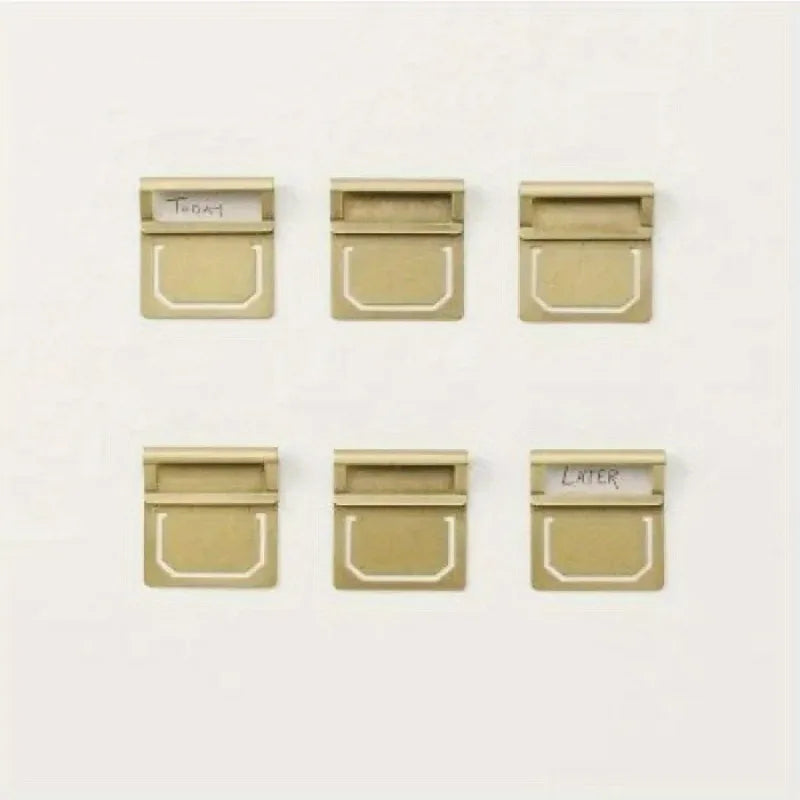 6pcs Retro Brass Bookmark Clips for Midori Traveler's Notebook Metal Bookmark Clips Babs