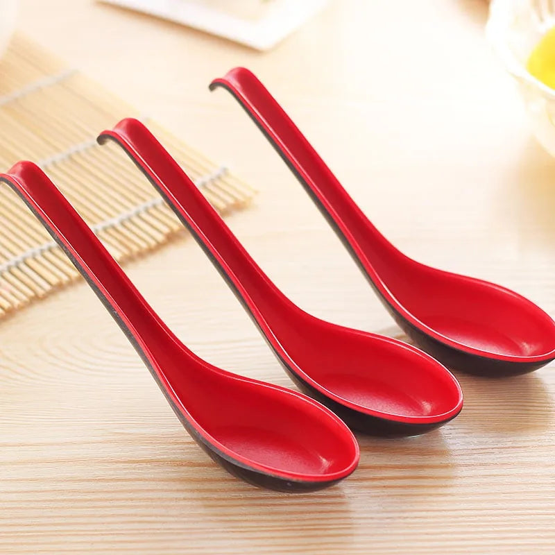 2pcs Japanese Melamine Ramen Soup Spoons – Red & Black Melamine Soup Spoon Babs