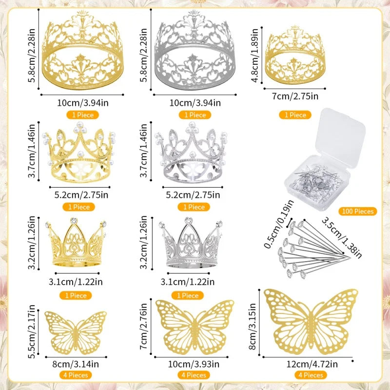 Crown Butterfly Stickers – Bouquet & Party Decor Ornament Party Decor Ornament Babs