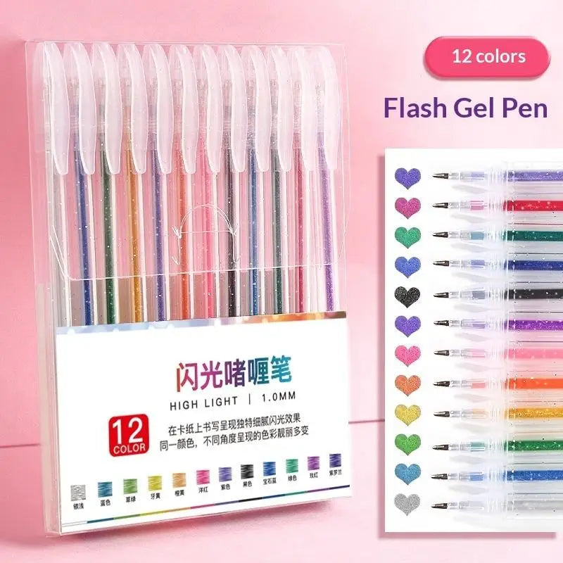 Glitter Gel Pen Set 8/12/18 Colors – 1.2mm Shimmer Art Pens Glitter Gel Pen Set Babs A2