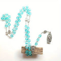 Mary Rosary Prayer Necklace – Christian Cross Pendant Pendant Necklace Babs Blue