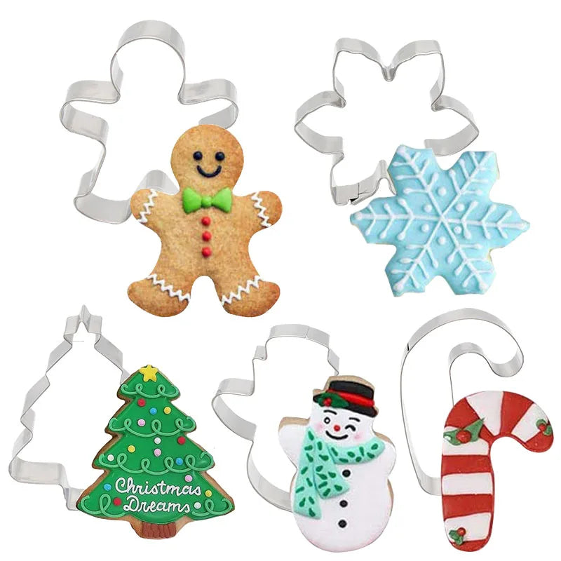 5-Piece Christmas Cookie Cutter Set – Gingerbread & Xmas Tree Cookie Cutter Set Babs