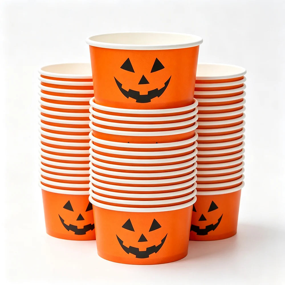 Halloween Pumpkin Jack-O-Lantern Disposable Paper Bowls 10/20/50pc Disposable Party Bowls Babs