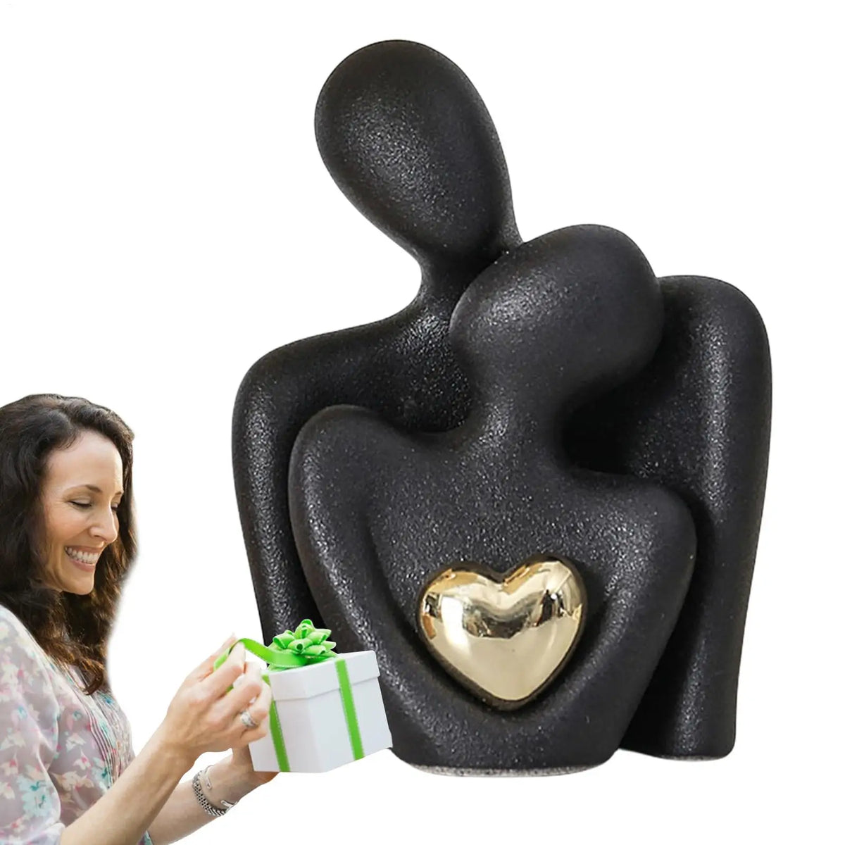 Ceramic Couple Hugging Figurine – Modern Abstract Love Sculpture Decorative Figurine Babs