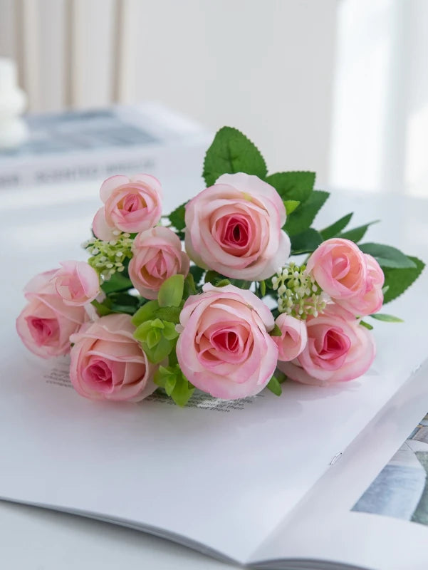 Silk Rose Artificial Flowers – Wedding & Home Décor Bouquet Artificial Flower Bouquet Babs Pink 1 pc