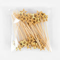 50Pcs Star Bamboo Cocktail Picks – Party Fruit Skewers Disposable Bamboo Picks Babs Gold